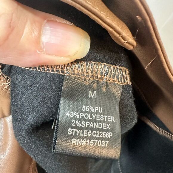 Etclet Brown Faux Leather Pleated Pants Size M - Picture 6 of 7